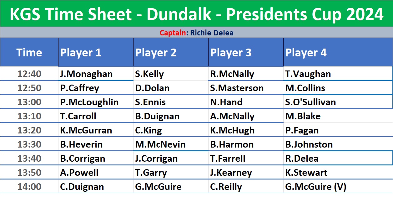 Tee Times for Dundalk 2024
.